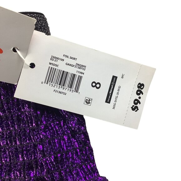 Garanimals Girls Foil Tiered Skirt Metallic Purple Size 8 Elastic Waistband - Picture 6 of 9